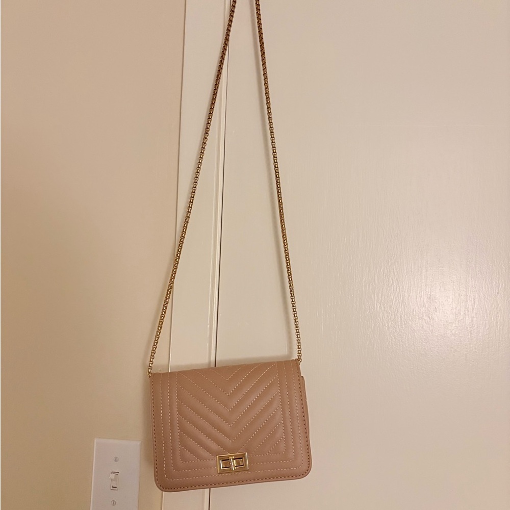 Elegant Beige Quilted Shoulder Bag - Taupe